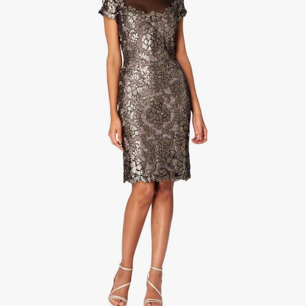 New Tahari Elegant Black and Gold Dress